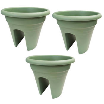 Balkon Railingpot Mediterraans 2-Way - Ø 30 cm - oudgroen - 3 Stuks