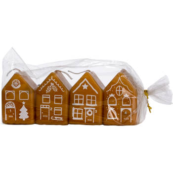 Rustik lys kaarsjes gingerbread house set van 4 klein siena