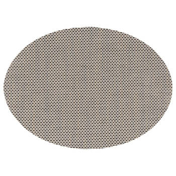 Ovale placemat Maoli zwart/beige kunststof 48 x 35 cm - Placemats