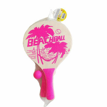 Beachball set hout - roze - Beachballsets