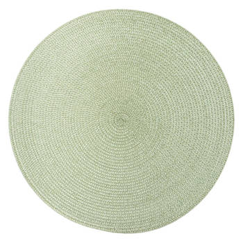 Ronde placemat gevlochten kunststof salie groen 38 cm - Placemats