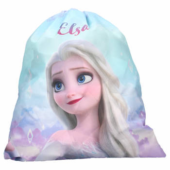 Disney Frozen gymtas/rugzak/rugtas voor kinderen - blauw/roze - polyester - 44 x 37 cm - Gymtasje - zwemtasje