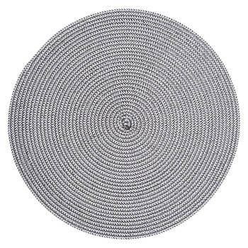 Ronde placemat gevlochten kunststof zwart/wit 38 cm - Placemats