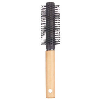 Berilo Haarborstel Malibu rond - Dames - antislip - 24 cm - hout/kunststof - Haarborstels