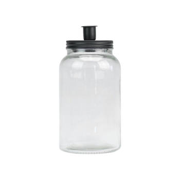 Maison d'Abri Mason jar met kaarsenhouder 'Bari' 20cm hoog, zwart