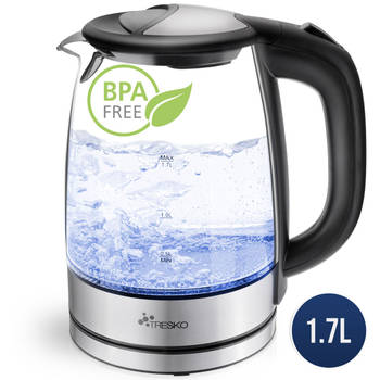 Tresko- Waterkoker, glas, 1,7L, RVS, 2200W, BPA vrij