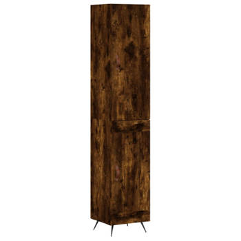 vidaXL Hoge kast 34,5x34x180 cm bewerkt hout gerookt eikenkleurig