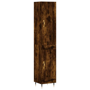 vidaXL Hoge kast 34,5x34x180 cm bewerkt hout gerookt eikenkleurig