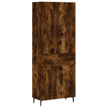 vidaXL Hoge kast 69,5x34x180 cm bewerkt hout gerookt eikenkleurig