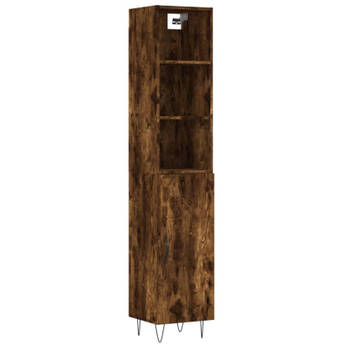 vidaXL Hoge kast 34,5x34x180 cm bewerkt hout gerookt eikenkleurig