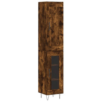 vidaXL Hoge kast 34,5x34x180 cm bewerkt hout gerookt eikenkleurig