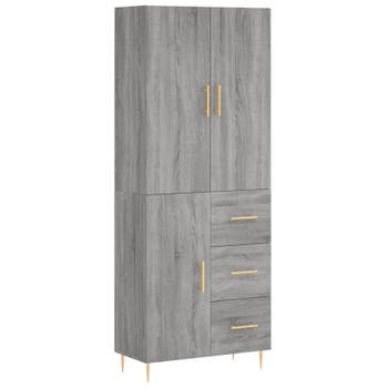 vidaXL Hoge kast 69,5x34x180 cm bewerkt hout grijs sonoma eikenkleurig