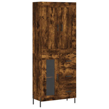 vidaXL Hoge kast 69,5x34x180 cm bewerkt hout gerookt eikenkleurig