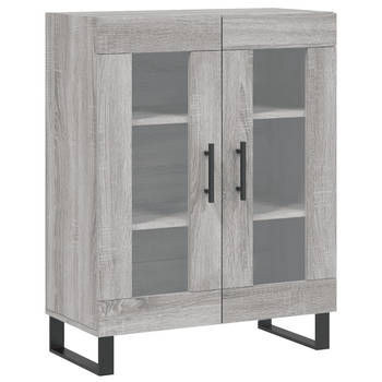 The Living Store Dressoir Modern - Grijs Sonoma Eiken - 69.5 x 34 x 90 cm - Glas Ontwerp