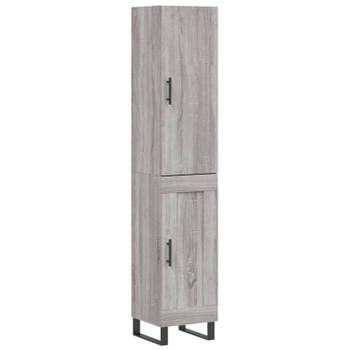 vidaXL Hoge kast 34,5x34x180 cm bewerkt hout grijs sonoma eikenkleurig