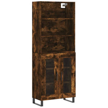 vidaXL Hoge kast 69,5x34x180 cm bewerkt hout gerookt eikenkleurig