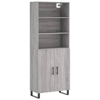 vidaXL Hoge kast 69,5x34x180 cm bewerkt hout grijs sonoma eikenkleurig