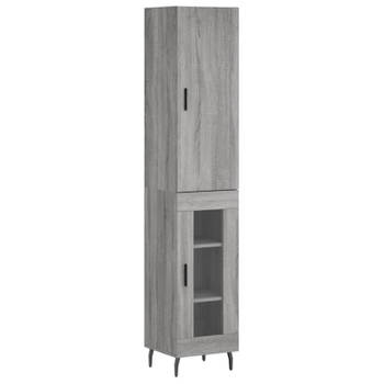 vidaXL Hoge kast 34,5x34x180 cm bewerkt hout grijs sonoma eikenkleurig