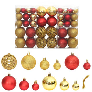 vidaXL Kerstballen 100 st 3/4/6 cm goudkleurig en wijnrood