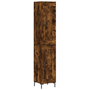 vidaXL Hoge kast 34,5x34x180 cm bewerkt hout gerookt eikenkleurig