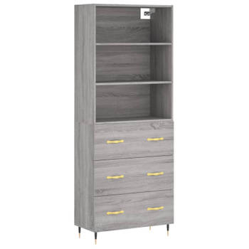 vidaXL Hoge kast 69,5x34x180 cm bewerkt hout grijs sonoma eikenkleurig