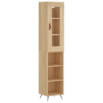 vidaXL Hoge kast 34,5x34x180 cm bewerkt hout sonoma eikenkleurig