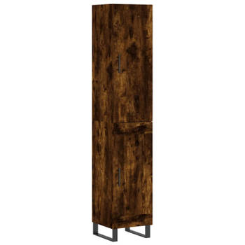 vidaXL Hoge kast 34,5x34x180 cm bewerkt hout gerookt eikenkleurig