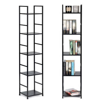 Modern Home industriële loft stijl boekenkast met 5 planken - 144,5 x 23,5 x 29 cm - Bruin