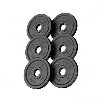 Gorilla Sports Halterschijven Set - Bundel - 30 kg (6 x 5 kg) - Gietijzer - Zwart - 50 mm