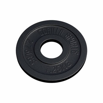 Gorilla Sports Gewichtsschijf - Olympisch - Halterschijf - 1.25 kg - Gietijzer Zwart - 50 mm