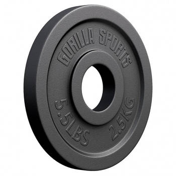 Gorilla Sports Gewichtsschijf - Olympisch - Halterschijf - 2.5 kg - Gietijzer Zwart - 50 mm