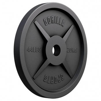 Gorilla Sports Gewichtsschijf - Olympisch - Halterschijf - 20 kg - Gietijzer Zwart - 50 mm