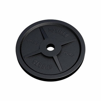 Gorilla Sports Gewichtsschijf - Olympisch - Halterschijf - 20 kg - Gietijzer Zwart - 50 mm