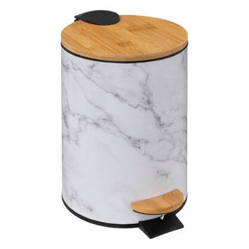 Pedaalemmer 3L Marble - Wit - Softclose