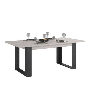 CESAR rechthoekige eettafel - Zwart Grijs beige eiken decor - 6 personen - industrieel - L200 x D78 x H100 cm - PARISOT