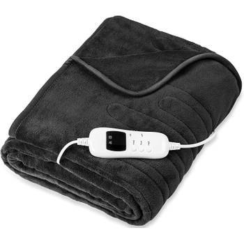 Sinnlein- Elektrische deken van pluche, 180 x 130 cm, antraciet, TÜV SÜD GS-getest, elektrische deken met automatisch...