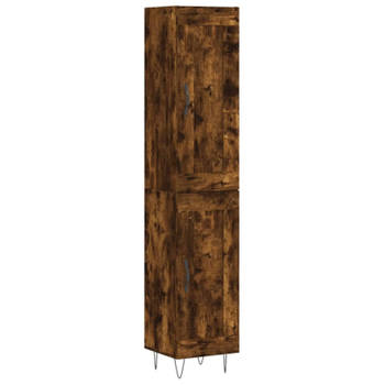 vidaXL Hoge kast 34,5x34x180 cm bewerkt hout gerookt eikenkleurig