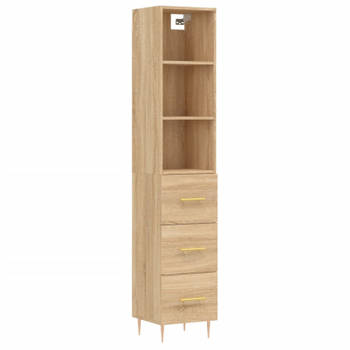 vidaXL Hoge kast 34,5x34x180 cm bewerkt hout sonoma eikenkleurig