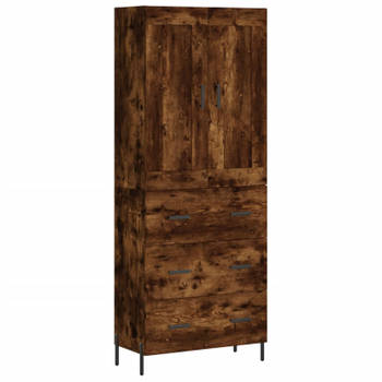 vidaXL Hoge kast 69,5x34x180 cm bewerkt hout gerookt eikenkleurig