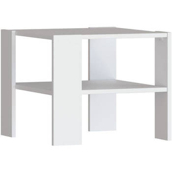 PILVI Salontafel 2 dienbladen - Eigentijdse stijl - Melaminedeeltjes - Wit decor - L 55 x D 55 x H 45 cm
