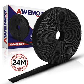 AWEMOZ Velcro Kabelbinders 24 Meter Lang - Zwarte Kabel Organiser - Kabel management - Cable Organizer