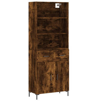 vidaXL Hoge kast 69,5x34x180 cm bewerkt hout gerookt eikenkleurig