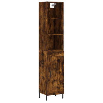 vidaXL Hoge kast 34,5x34x180 cm bewerkt hout gerookt eikenkleurig