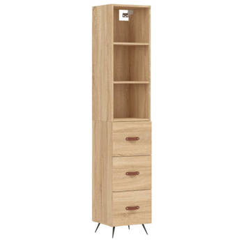 vidaXL Hoge kast 34,5x34x180 cm bewerkt hout sonoma eikenkleurig