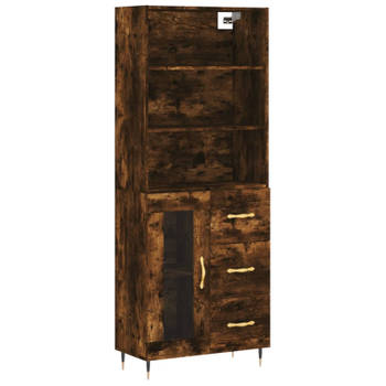 vidaXL Hoge kast 69,5x34x180 cm bewerkt hout gerookt eikenkleurig