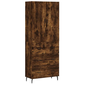 vidaXL Hoge kast 69,5x34x180 cm bewerkt hout gerookt eikenkleurig