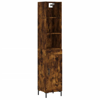 vidaXL Hoge kast 34,5x34x180 cm bewerkt hout gerookt eikenkleurig