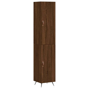 vidaXL Hoge kast 34,5x34x180 cm bewerkt hout bruin eikenkleur