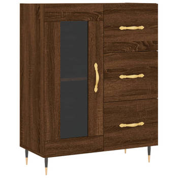 The Living Store Dressoir - Klassiek Bruineiken - 69.5 x 34 x 90 cm - Hoge Kwaliteit