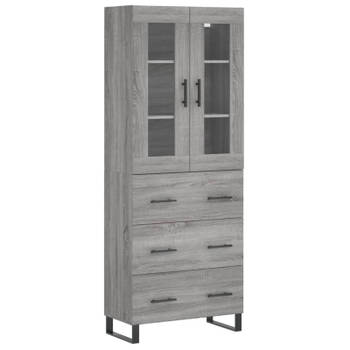 vidaXL Hoge kast 69,5x34x180 cm bewerkt hout grijs sonoma eikenkleurig